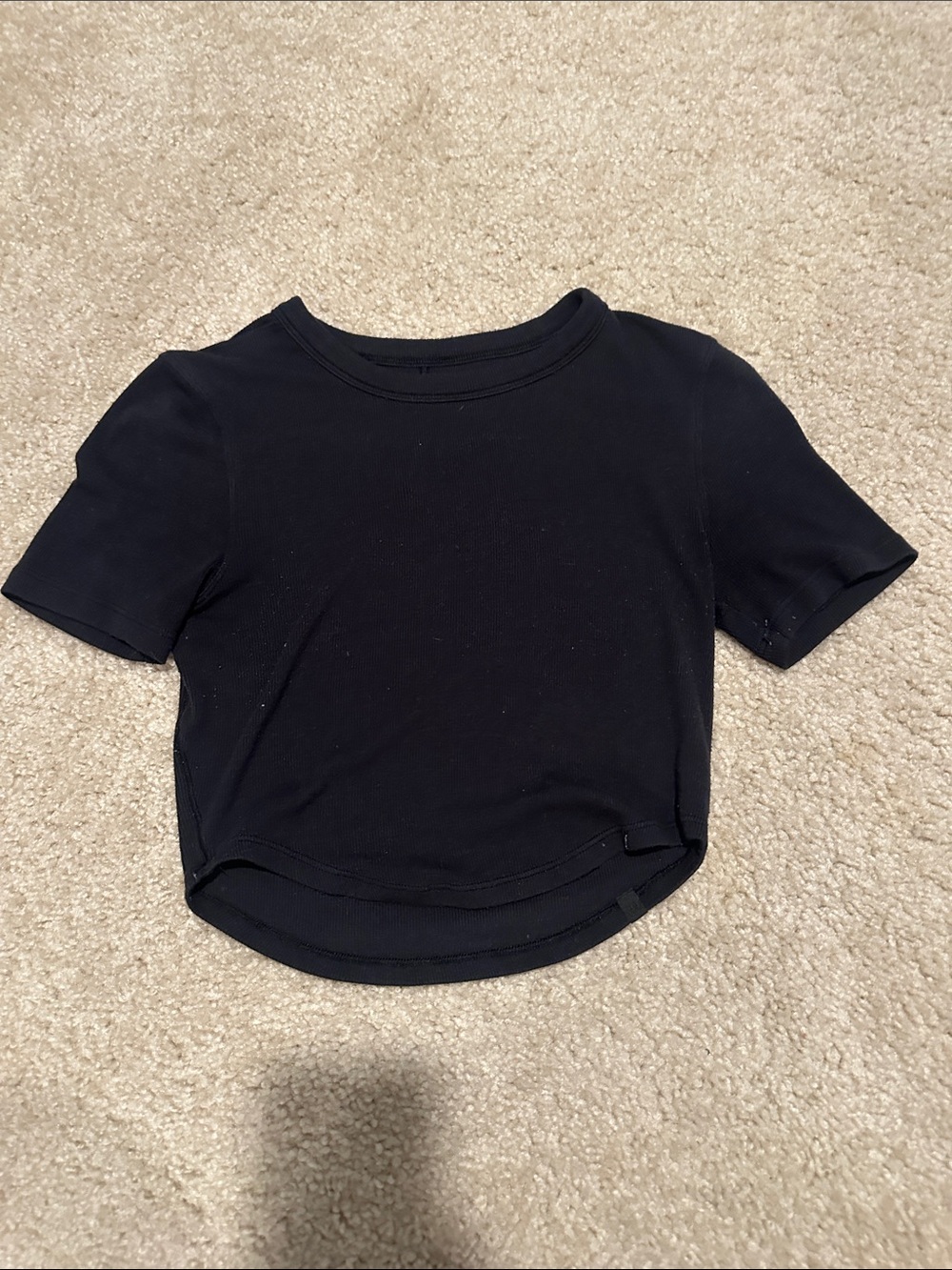 lululemon athletica Black Cropped Short Sleeve Top
